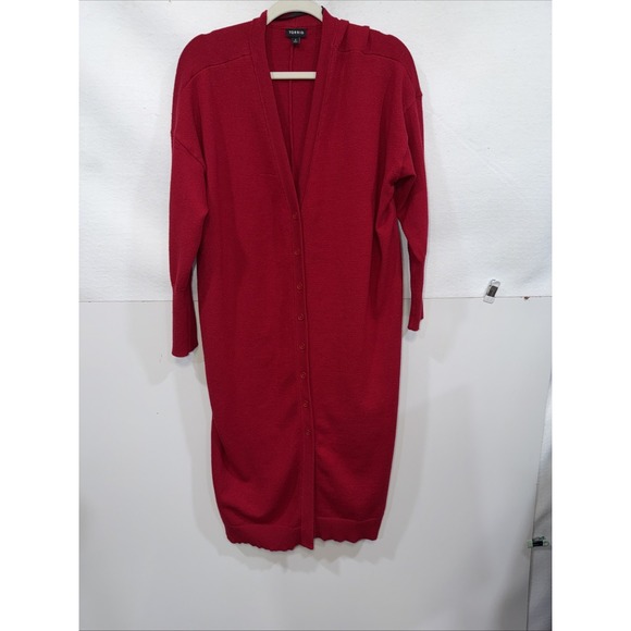 Torrid Rayon Longline V‎ Neck Cardigan Button Front Sweater Red Size 2 - Picture 10 of 11